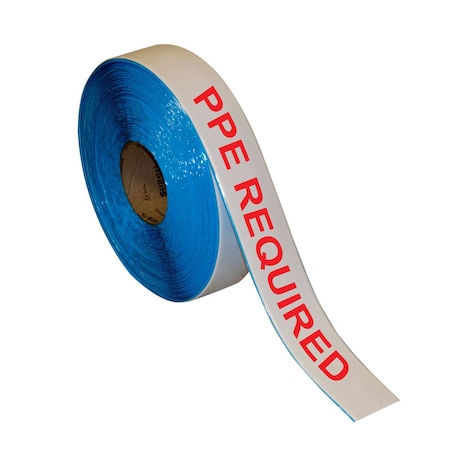 Superior Mark Floor Marking Message Tape, 2in x 100Ft , PPE REQUIRED IN-40-718I